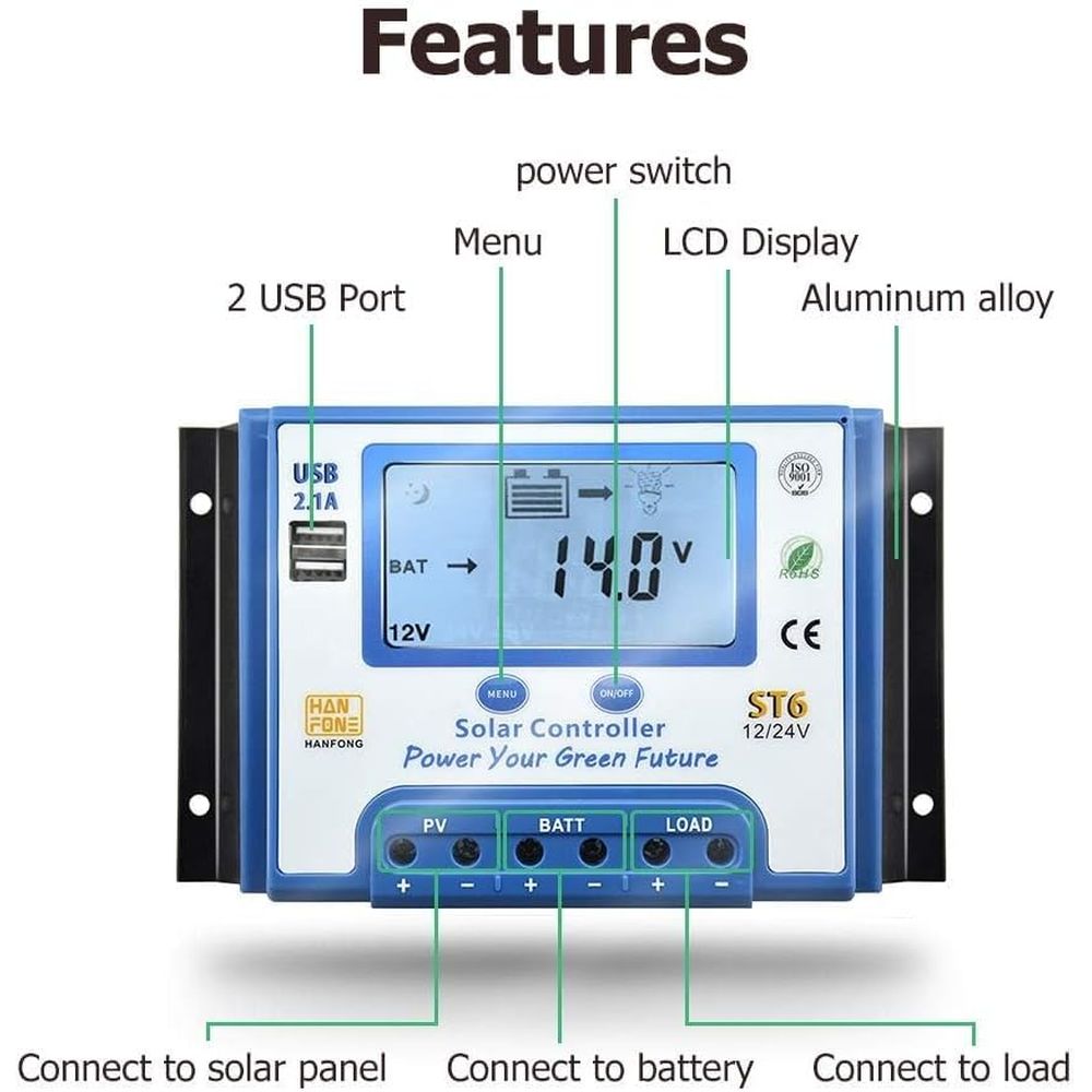 60A Solar Charge Controller 12 - огляд і ціна Solar Panel
