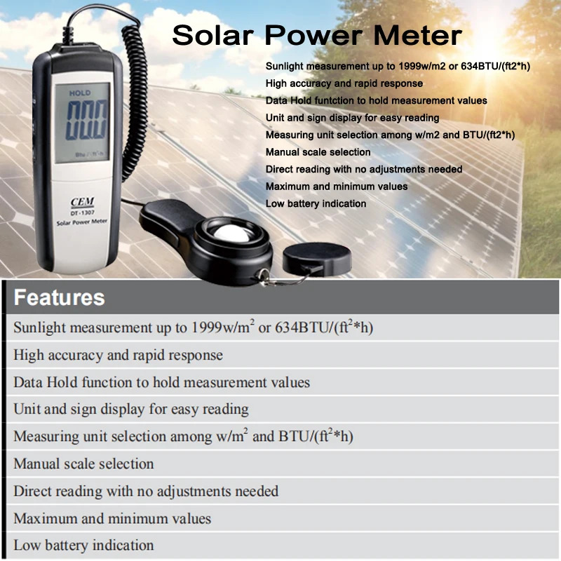 CEM DT-1307 Solar Power Tester - огляд і ціна Energy Monitor Meter